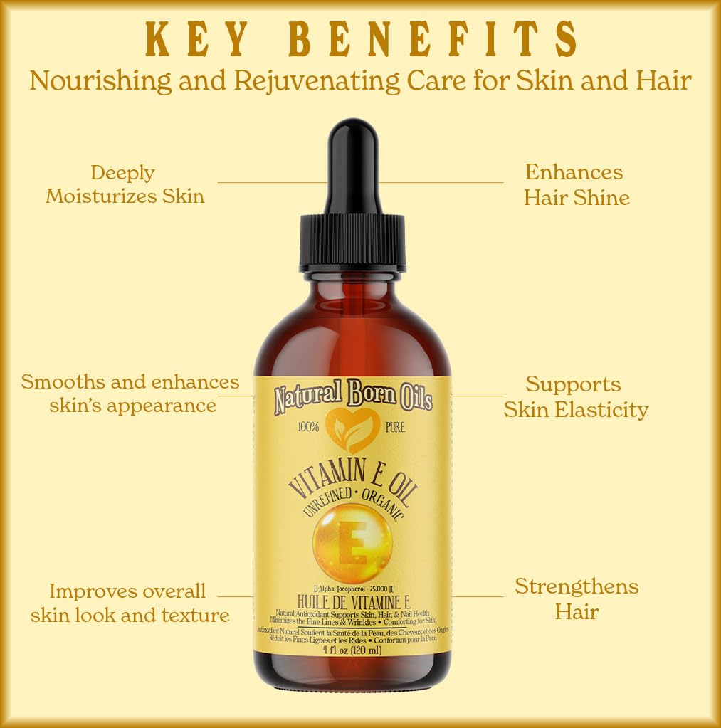 Natural Born Oils Vitamin E Oil 100% Pure D-Alpha Tocopherol - 8 Fl Oz - image 5