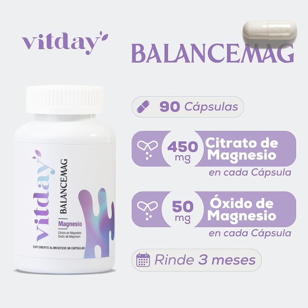 V Vitday Magnesium Oxide 500mg - 90 Vegetarian Capsules - image 4