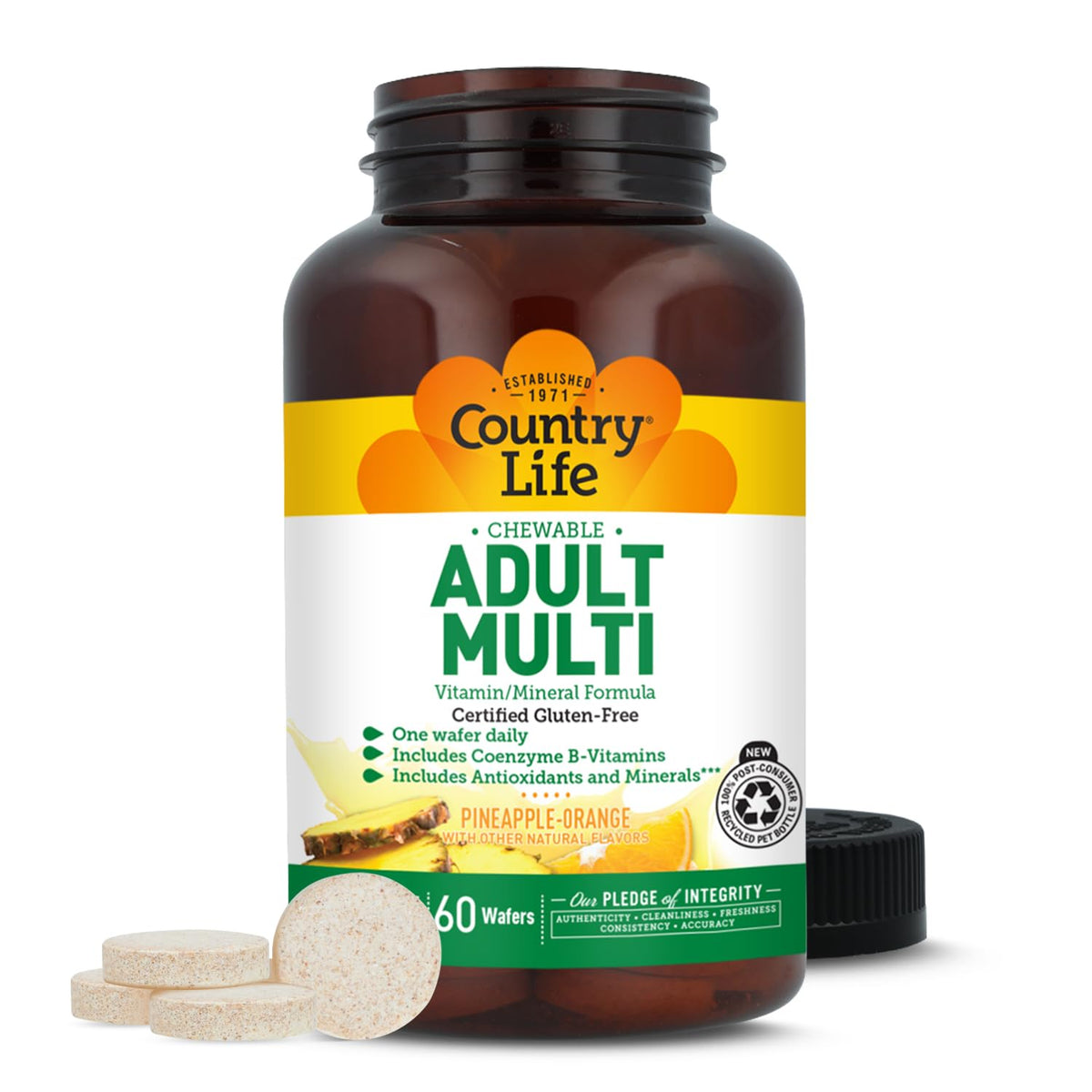Country Life Adult Chewable Multivitamin Pineapple Orange - 60 Wafers - image 8