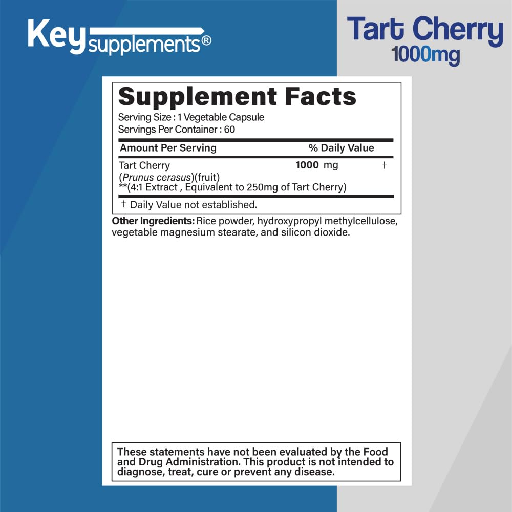 Keysupplement Tart Cherry 1000mg - 60 Capsules - image 2