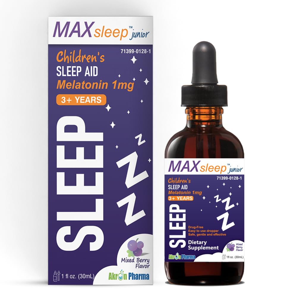 Akron Pharma MAX Sleep Junior Melatonin Sleep Drops for Kids - 1 Fl Oz
