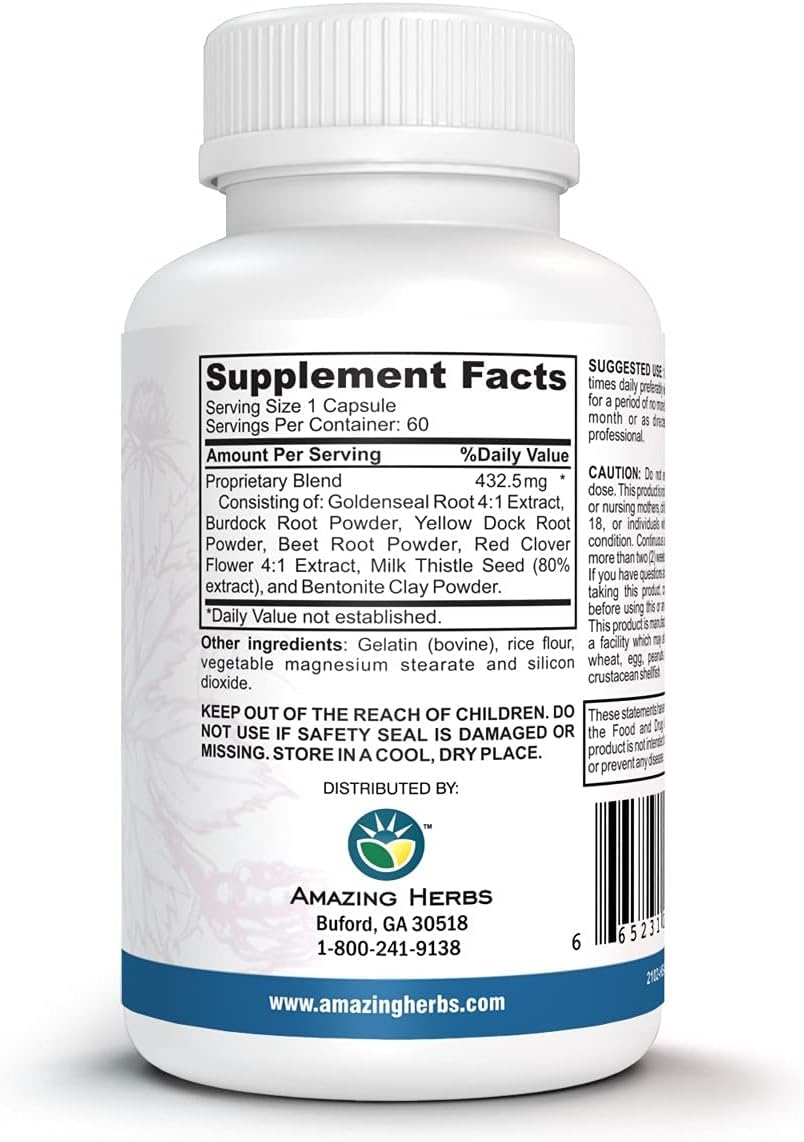 Amazing Herbs Detox/Flush Herbal Cleansing Formula - 60 Capsules - image 3