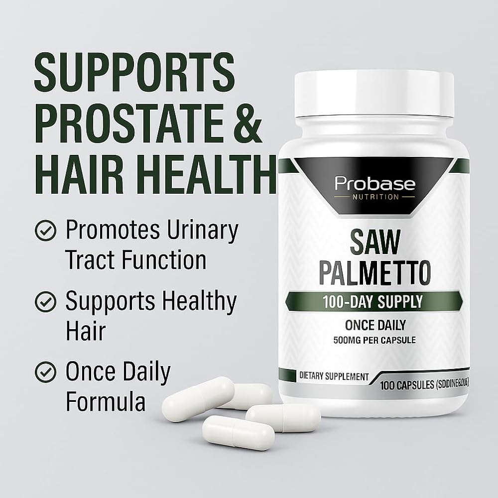 Probase Nutrition Saw Palmetto 500mg Prostate Support - 100 Capsules - image 10