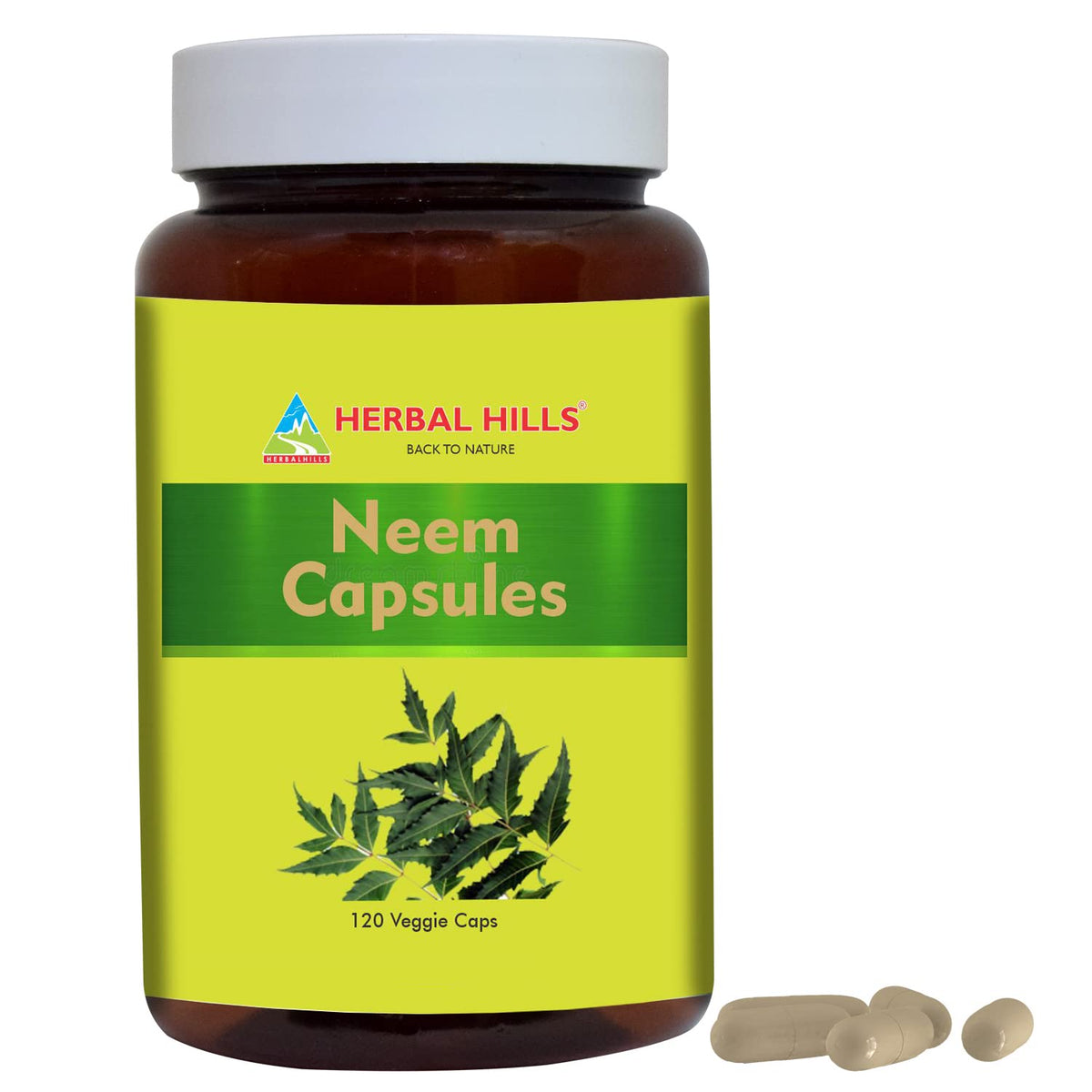 HERBAL HILLS Neem Capsules - 120 Vegetarian Capsules
