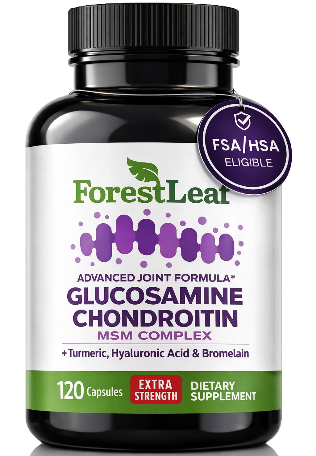ForestLeaf Glucosamine Chondroitin MSM Joint Support - 120 Capsules