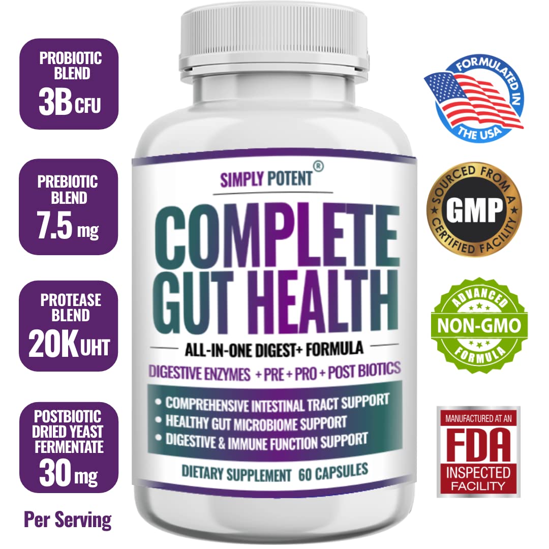 Simply Potent Digestive Enzymes with Prebiotics & Probiotics - 60 Capsules - image 2