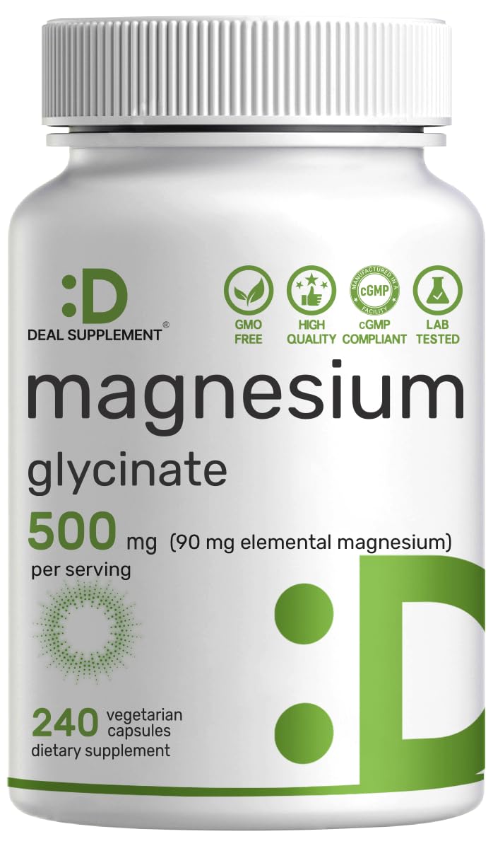 Deal Supplement Magnesium Glycinate 500mg Veggie Capsules