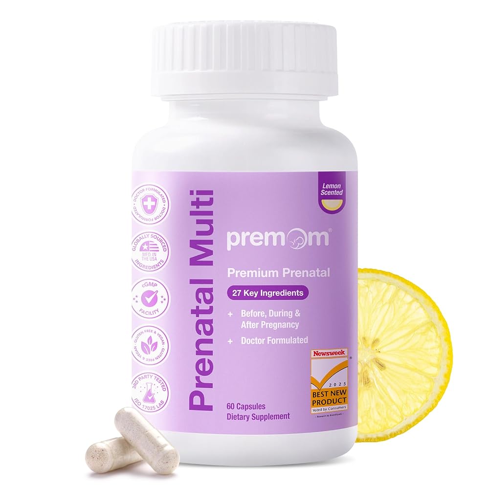 Premom Prenatal Vitamins Multivitamin with Methylfolate & Choline - 60 Capsules