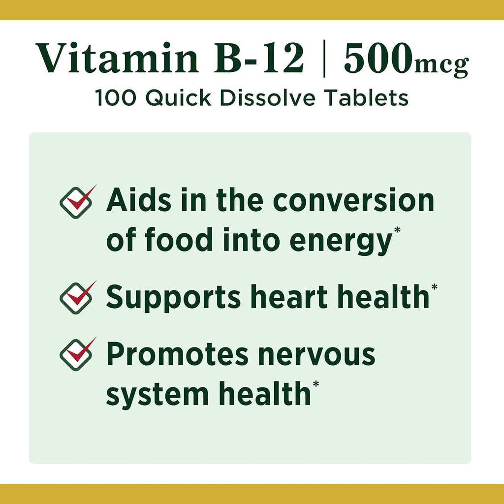 Nature's Bounty Vitamin B-12 500 mcg - 200 Tablets - image 3