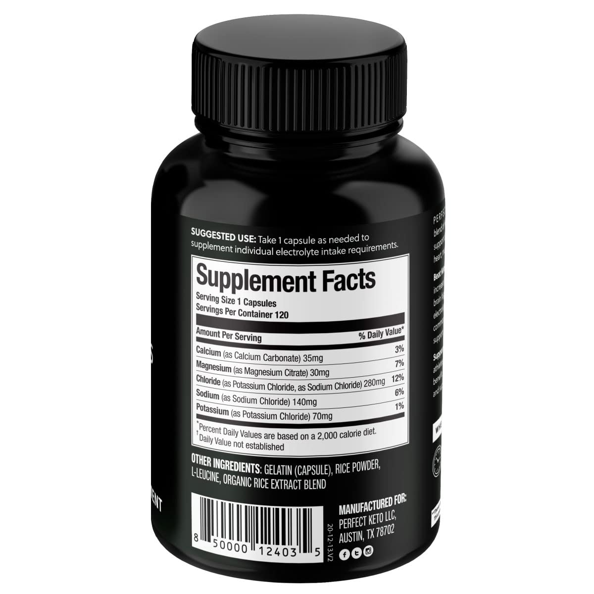 Perfect Keto Electrolytes Hydration Supplement - 120 Capsules - image 6