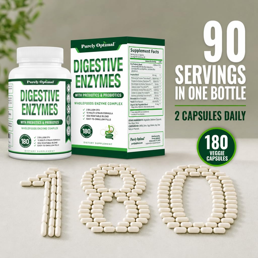 Purely Optimal Digestive Enzymes, Probiotics & Prebiotics - 180 Capsules - image 5