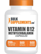 BulkSupplements Vitamin B12 Methylcobalamin 200mcg - 500 Capsules