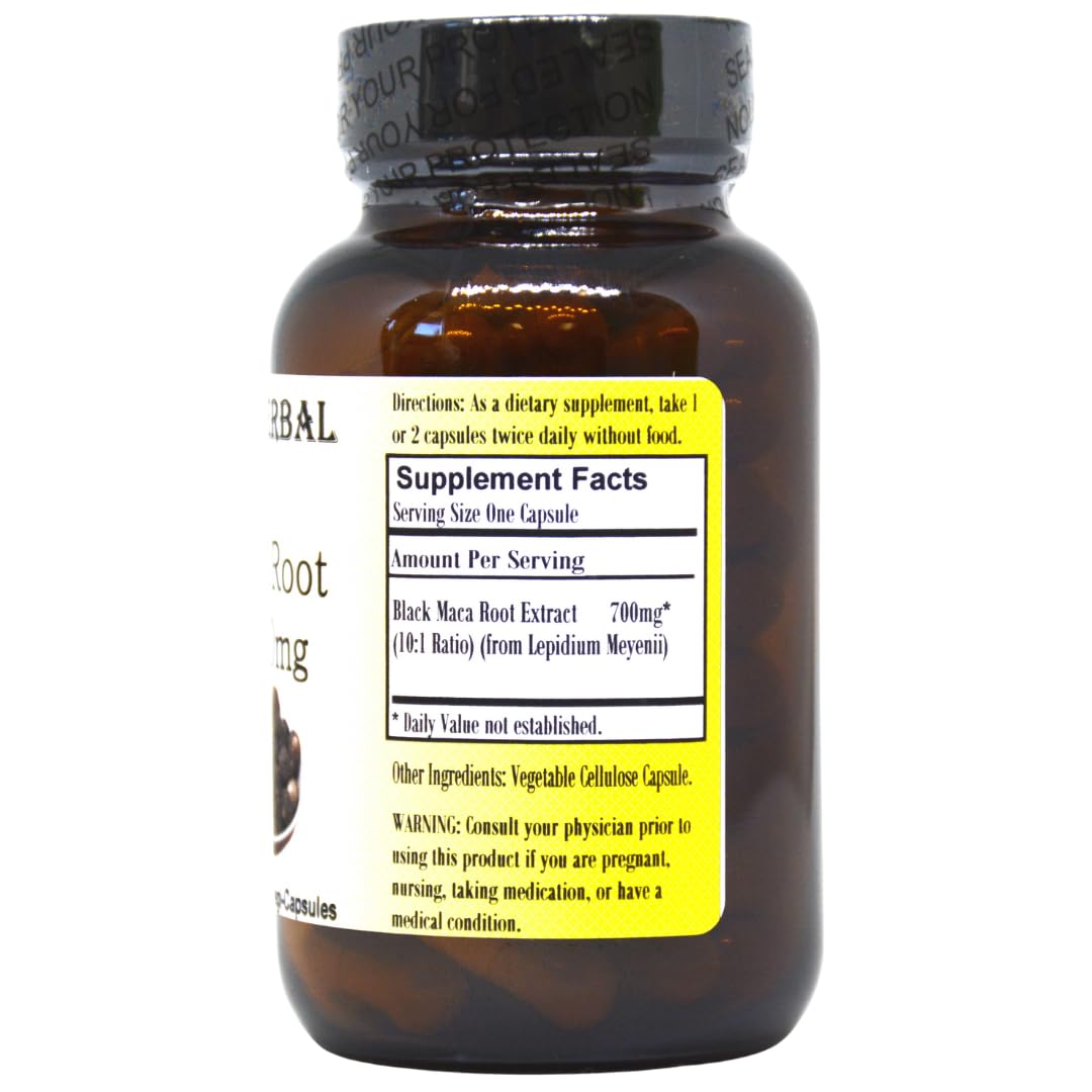 Barlowe's Herbal Elixirs Black Maca Root Extract 700 mg - 60 Vegetarian Capsules - image 2