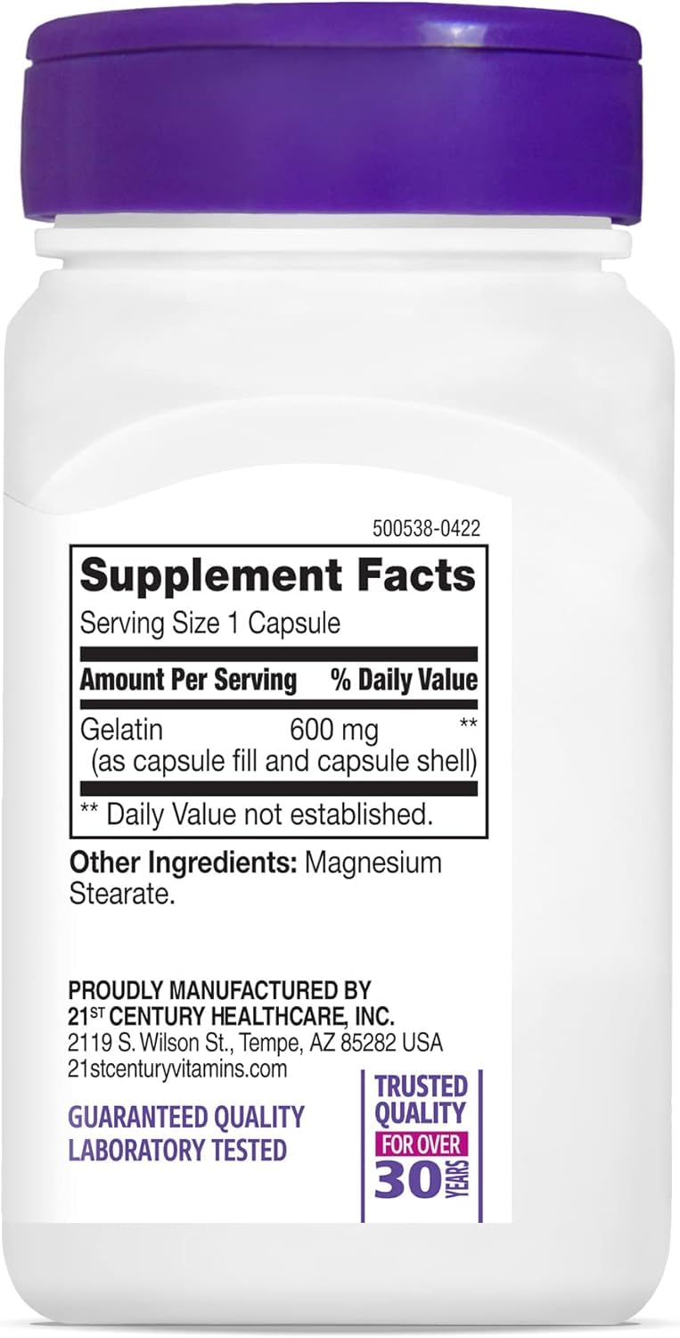 21st Century Gelatin 600 mg - 300 Capsules (Pack of 3) - image 3
