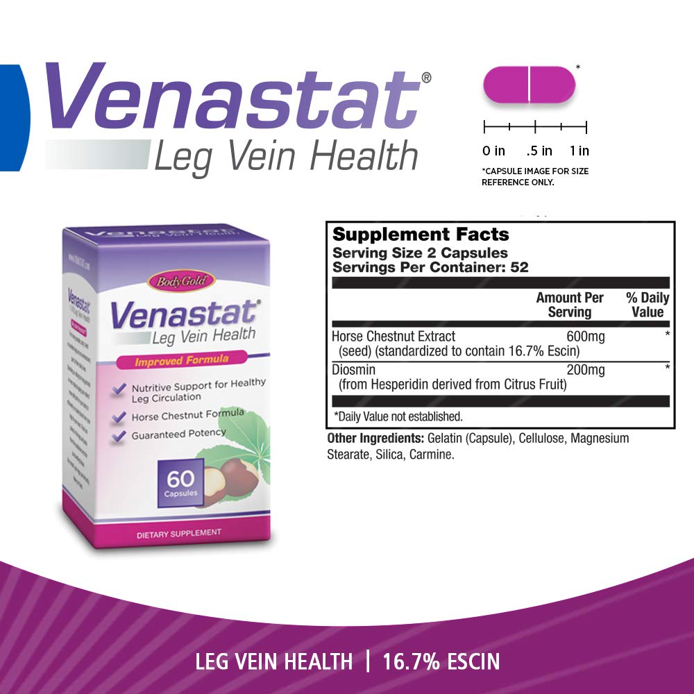 Body Gold Venastat Capsules for Leg Vein Health - 120 Capsules - image 2