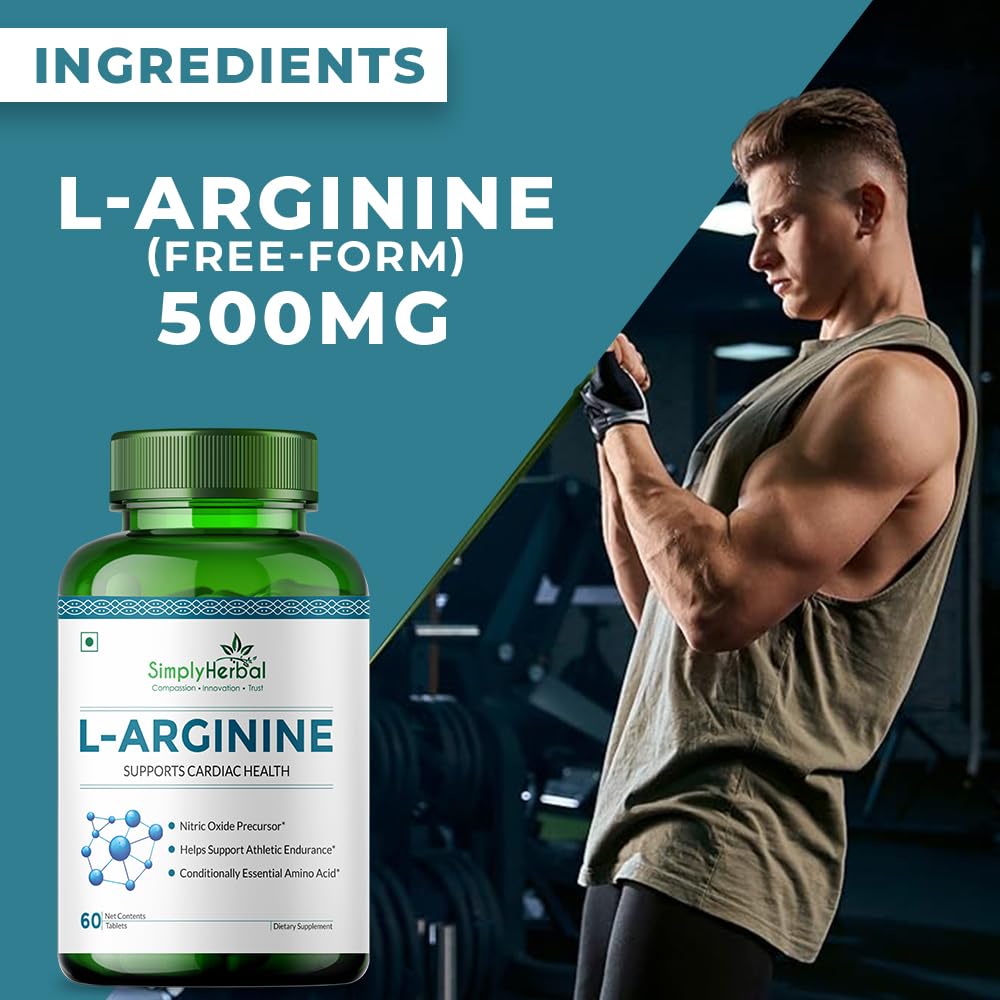 Simply Herbal L-Arginine 500 mg Amino Acid - 60 Tablets - image 2