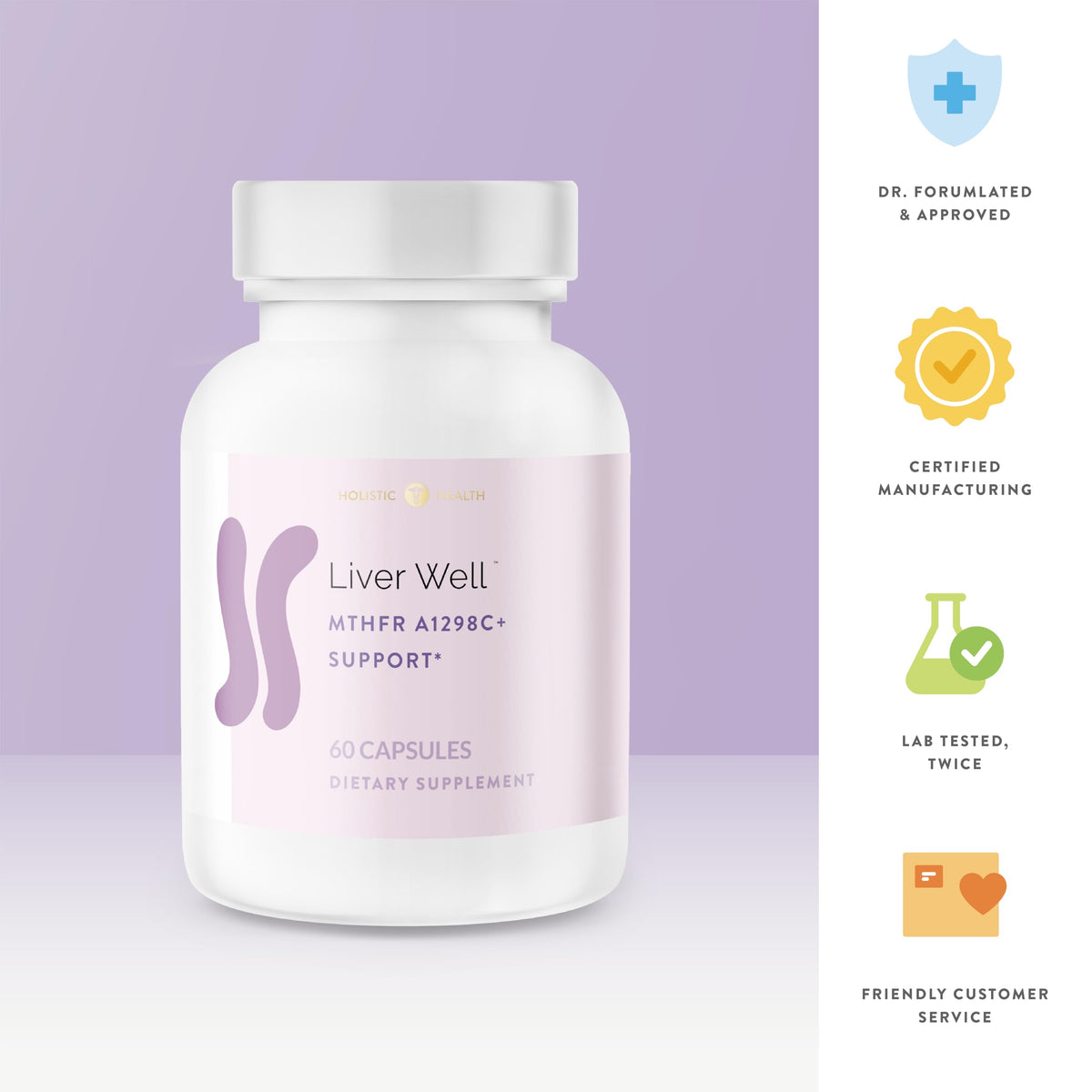 Holistic Health Liver Well MTHFR A1298C+ Support - 60 Capsules - image 5