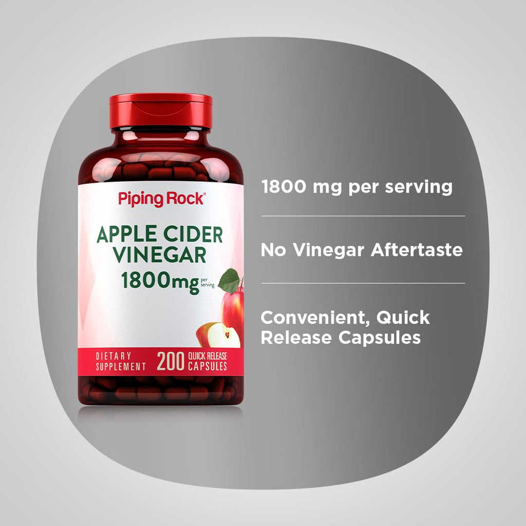 Piping Rock Apple Cider Vinegar 1800 mg - 200 Capsules - image 4