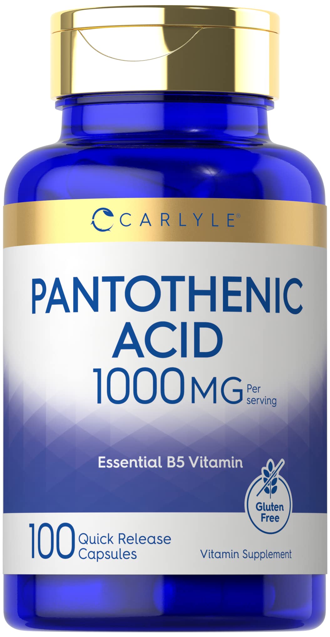 Carlyle Pantothenic Acid Vitamin B5 1000mg - 100 Capsules