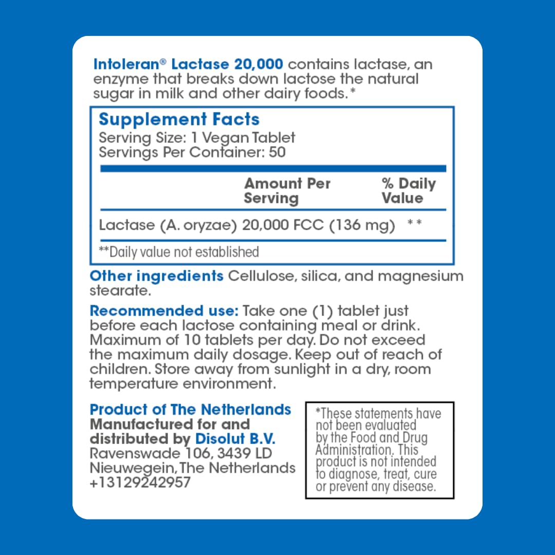 Intoleran Lactase 20,000 Digestive Enzymes - 50 Tablets - image 9