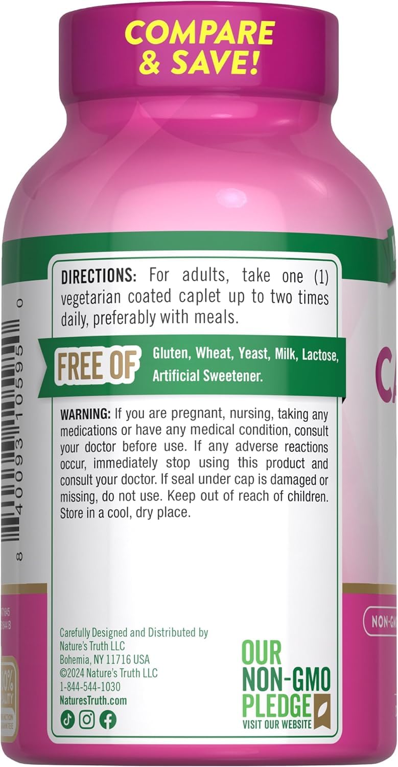 Nature's Truth Calcium 600 mg + D3 - 500 Tablets - image 2