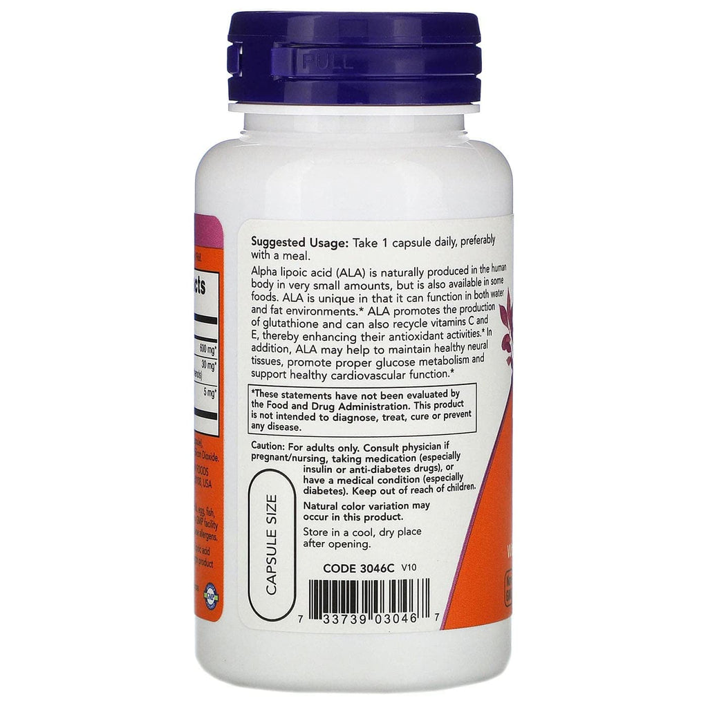 NOW Foods Alpha Lipoic Acid 600 mg - 60 Vegetable Capsules - image 3