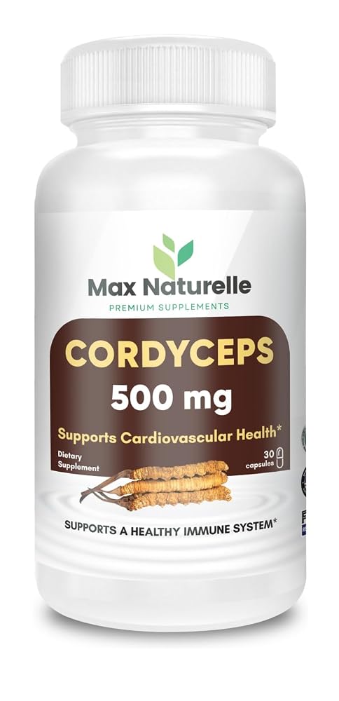 Max Naturelle Cordyceps 500mg Dietary Supplement - 30 Vegan Capsules