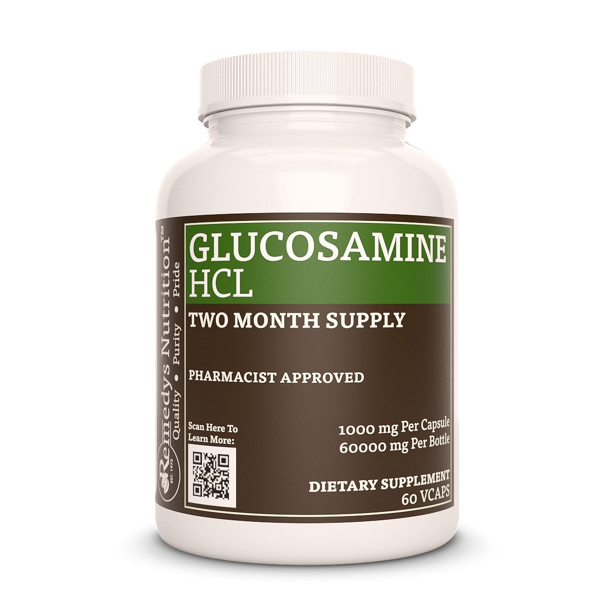 Remedy's Nutrition Glucosamine HCL 1,000 mg - 60 Vegan Capsules
