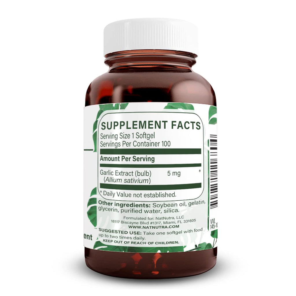 Natural Nutra Odorless Garlic Oil 500mg - 100 Softgels - image 2