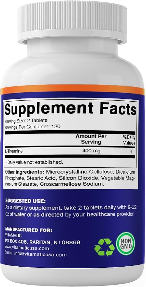 Vitamatic L-Theanine Supplement 400mg - 240 Tablets - image 8