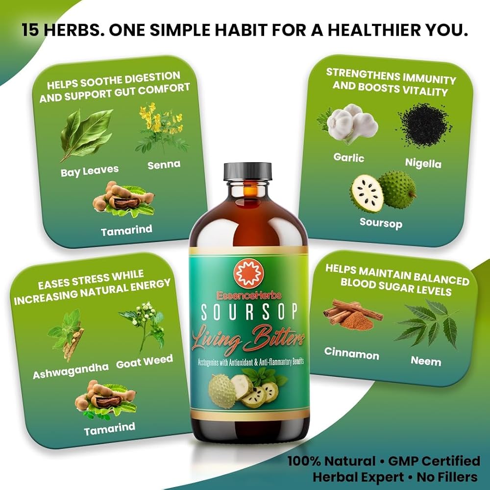 Essence Herbs Soursop Bitters Liquid Digestive Support - 16 fl oz - image 2