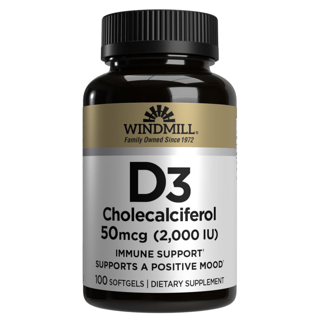 Windmill Vitamin D3 Cholecalciferol 2000 IU - 100 Softgels