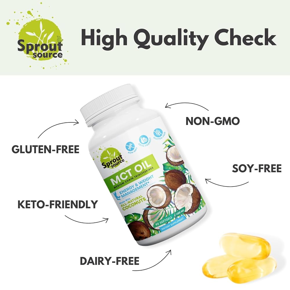 Sprout Source MCT Oil Softgels 1000mg C8 C10 - 90 Count - image 6
