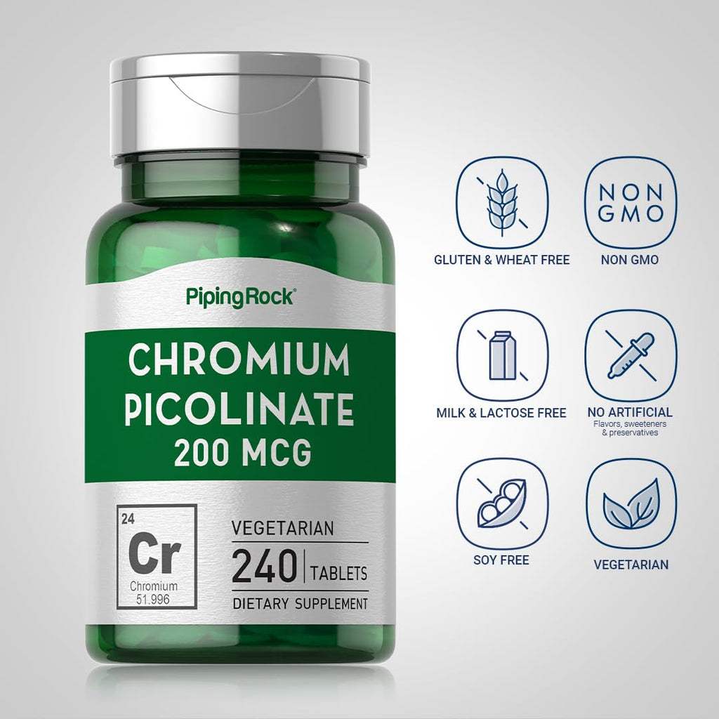 Piping Rock Chromium Picolinate 200mcg - 240 Tablets - image 3