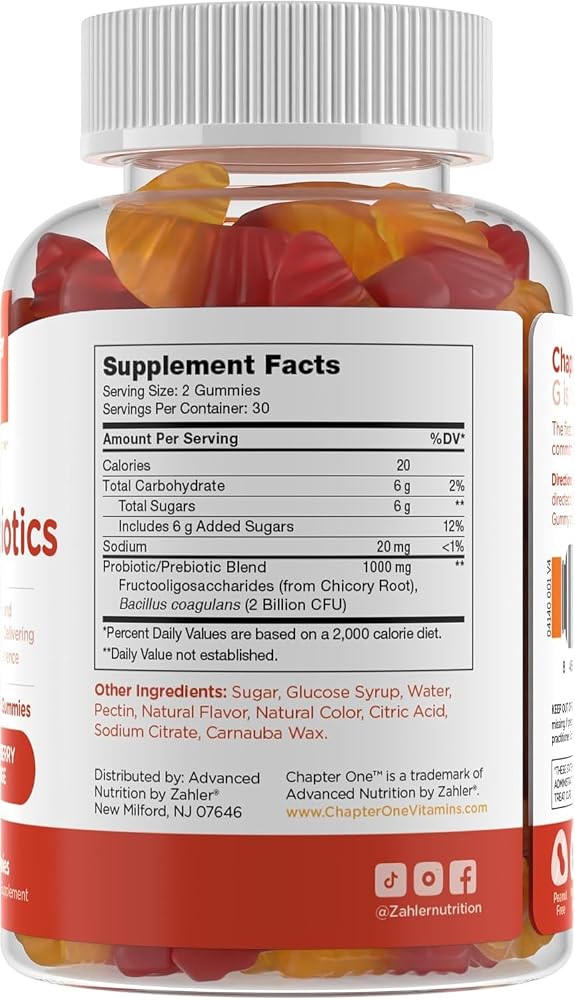 Zahler Chapter One Probiotic Gummies Raspberry Orange - 60 Count - image 3