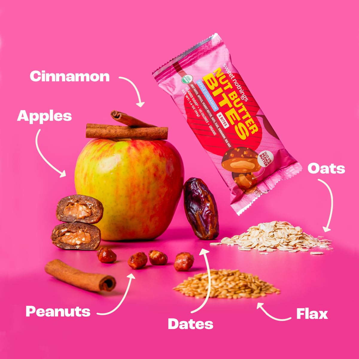 Sweet Nothings, USDA Organic Nut Butter Bites Protein Bar,Nut & Date