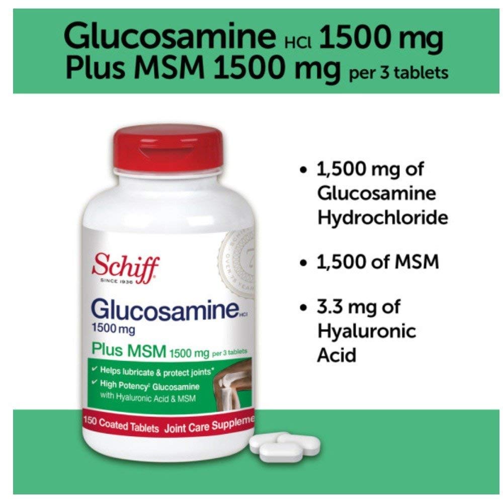 Schiff Glucosamine 1500mg Plus MSM and Hyaluronic Acid - 150 Tablets - image 3