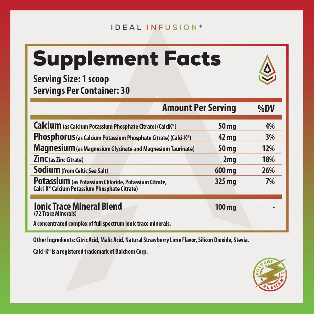 Ideal Infusion Voltage Elements Electrolytes with Celtic Sea Salt