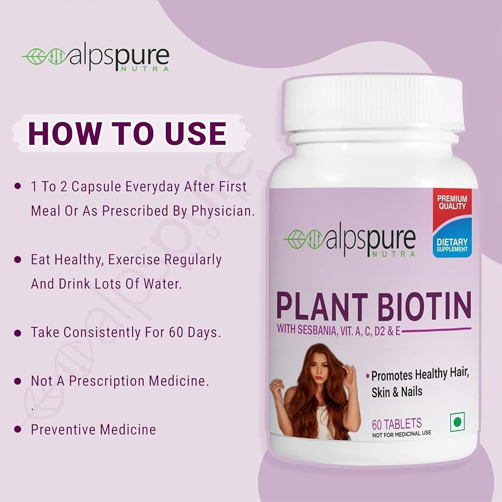 Biotin Supplements for Hair Growth, Strong Nails & Glowing Skin - 60 Tablets - image 3