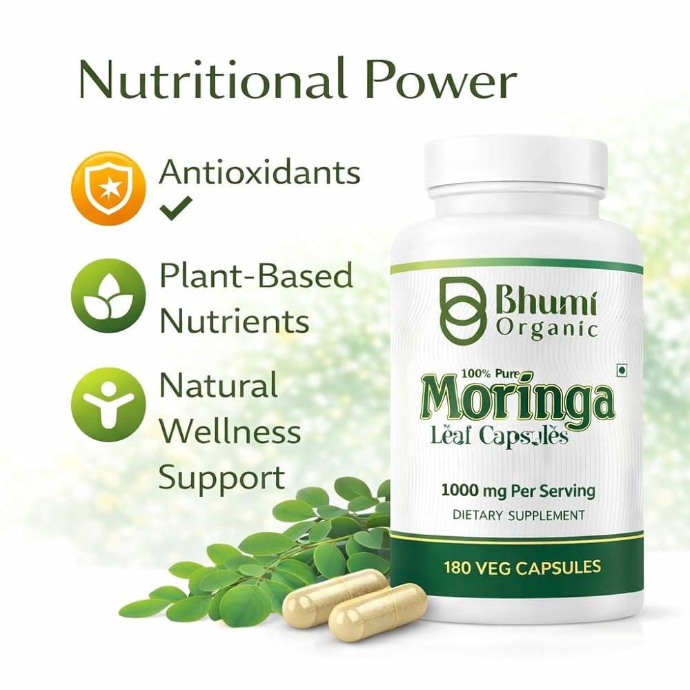 Bhumi Organic Moringa Powder Capsules - 180 Capsules - image 4