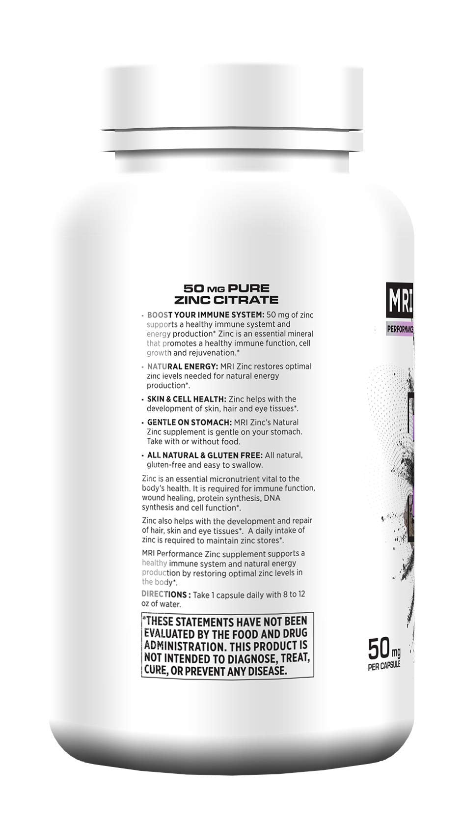 MRI Zinc 50mg Immune Support & Energy Booster - 60 Vegan Capsules - image 5