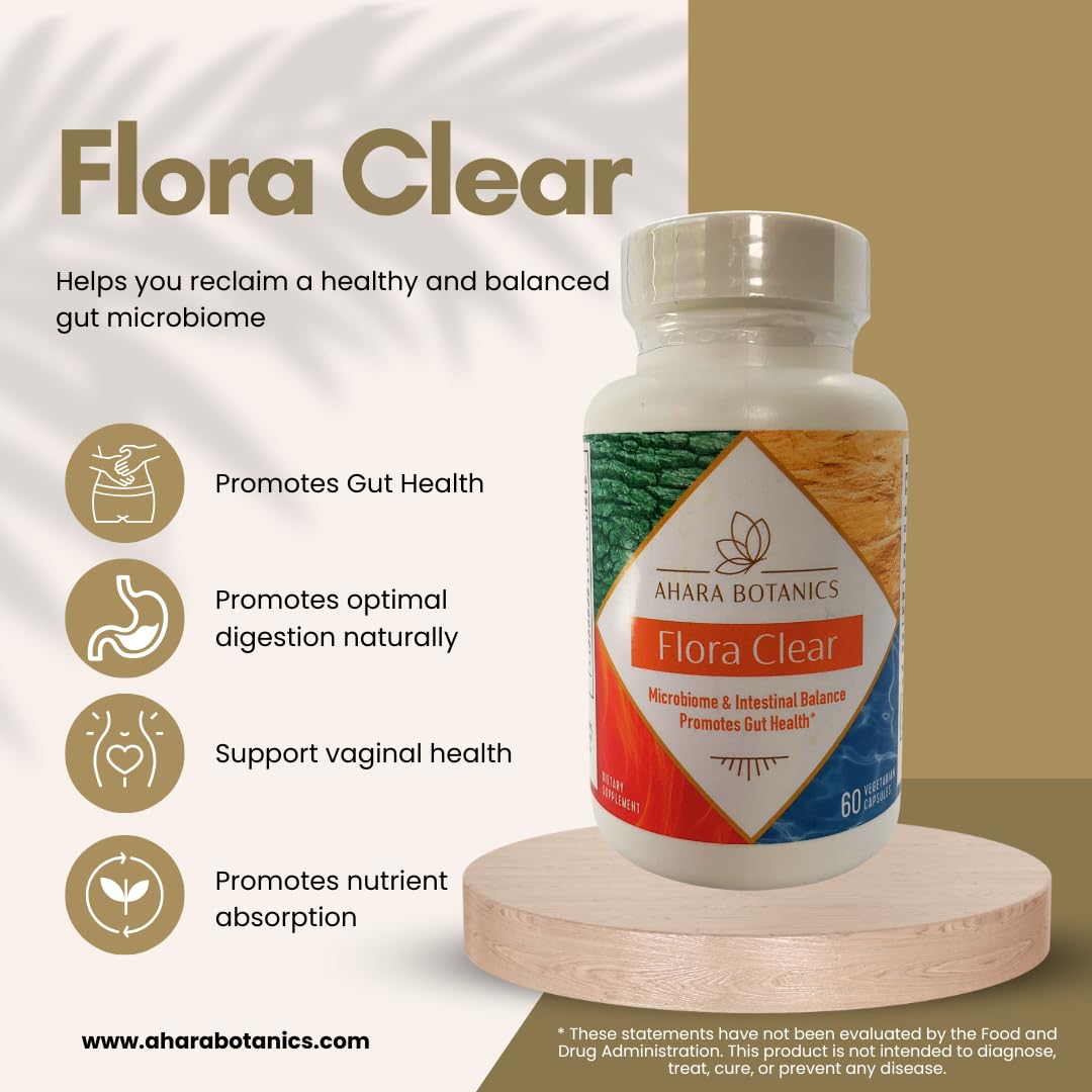 AHARA BOTANICS Flora Clear Enzyme & Probiotic Blend - 60 Capsules - image 2