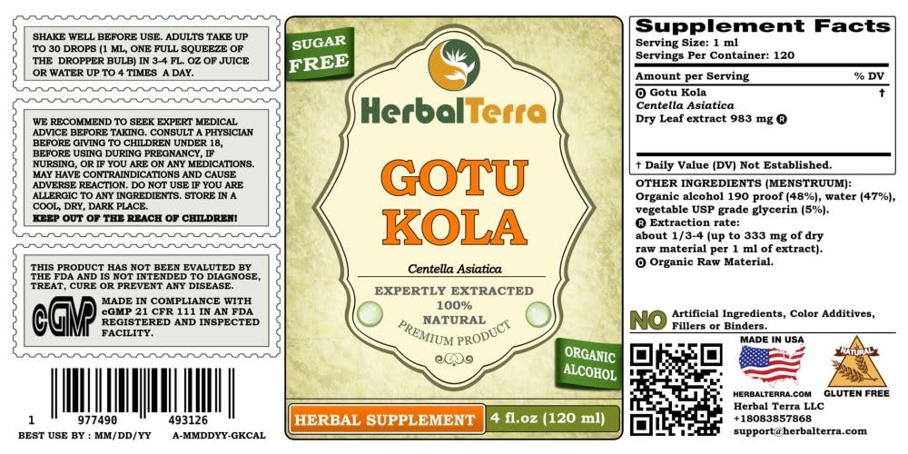 Herbal Terra LLC Gotu Kola (Centella Asiatica) Tincture