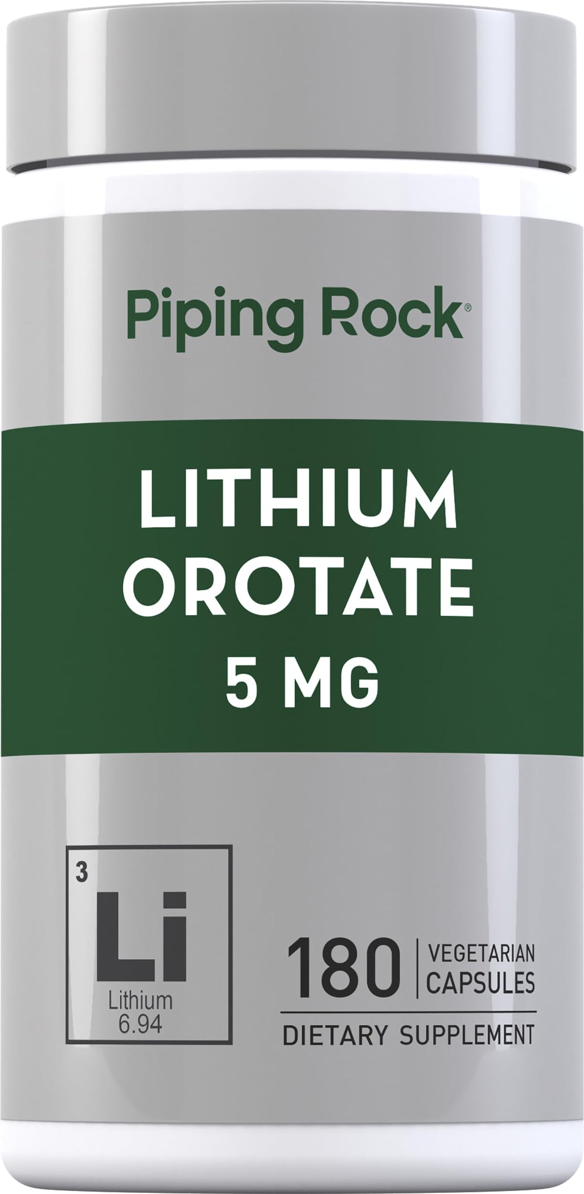 Piping Rock Lithium Orotate 5mg - 180 Capsules