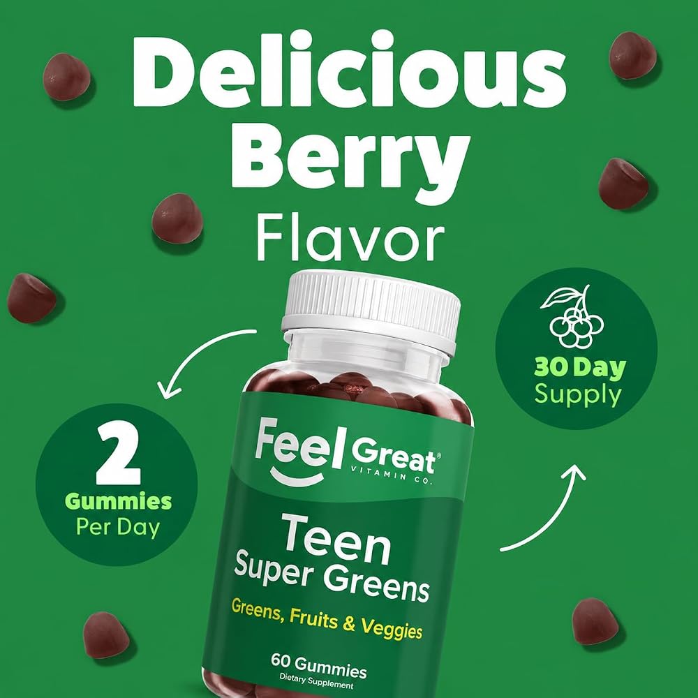 The Feel Great Vitamin Company Super Green Gummies for Teens - 60 Gummies - image 3