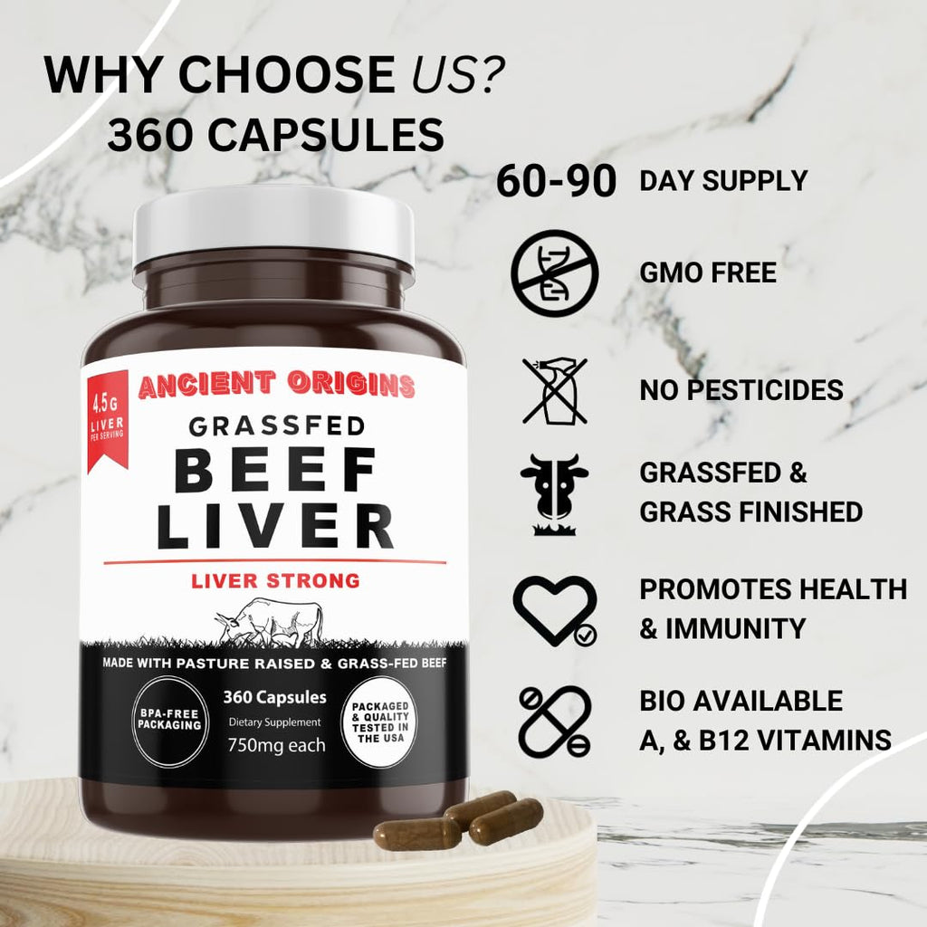 Ancient Origins Grass Fed Beef Liver - 360 Capsules - image 5