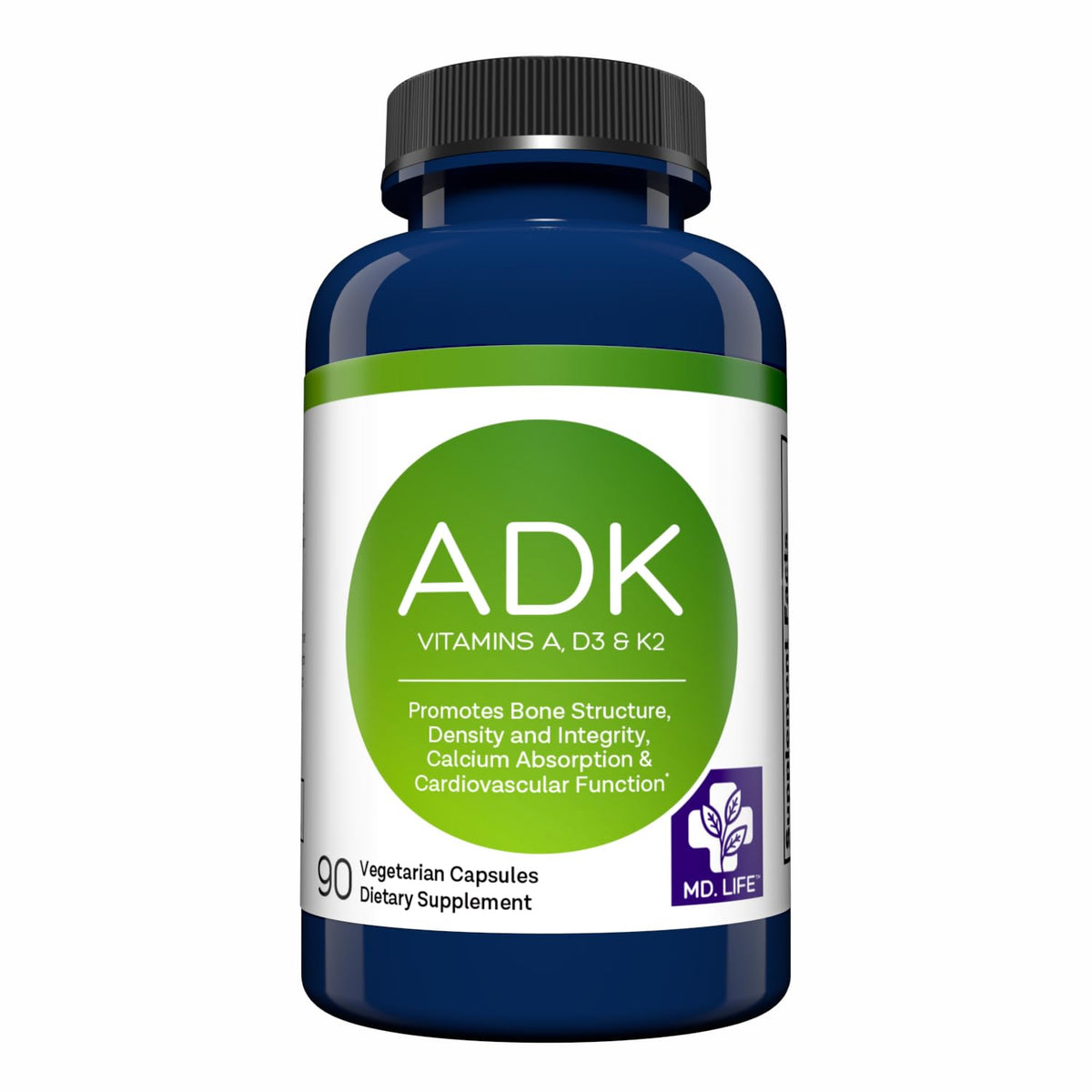 MD.LIFE ADK Vitamin Supplement with D3 and K2 - 90 Capsules