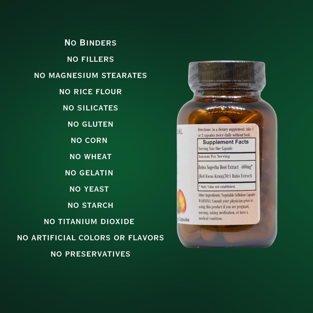 Barlowe's Herbal Elixirs Butea Superba Extract 600mg - 60 Vegan Capsules - image 5