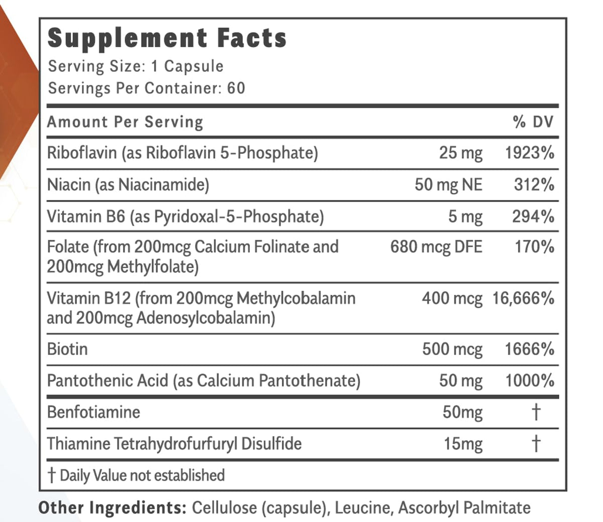 Objective Nutrients Thiactive B Complex - 60 Capsules - image 4
