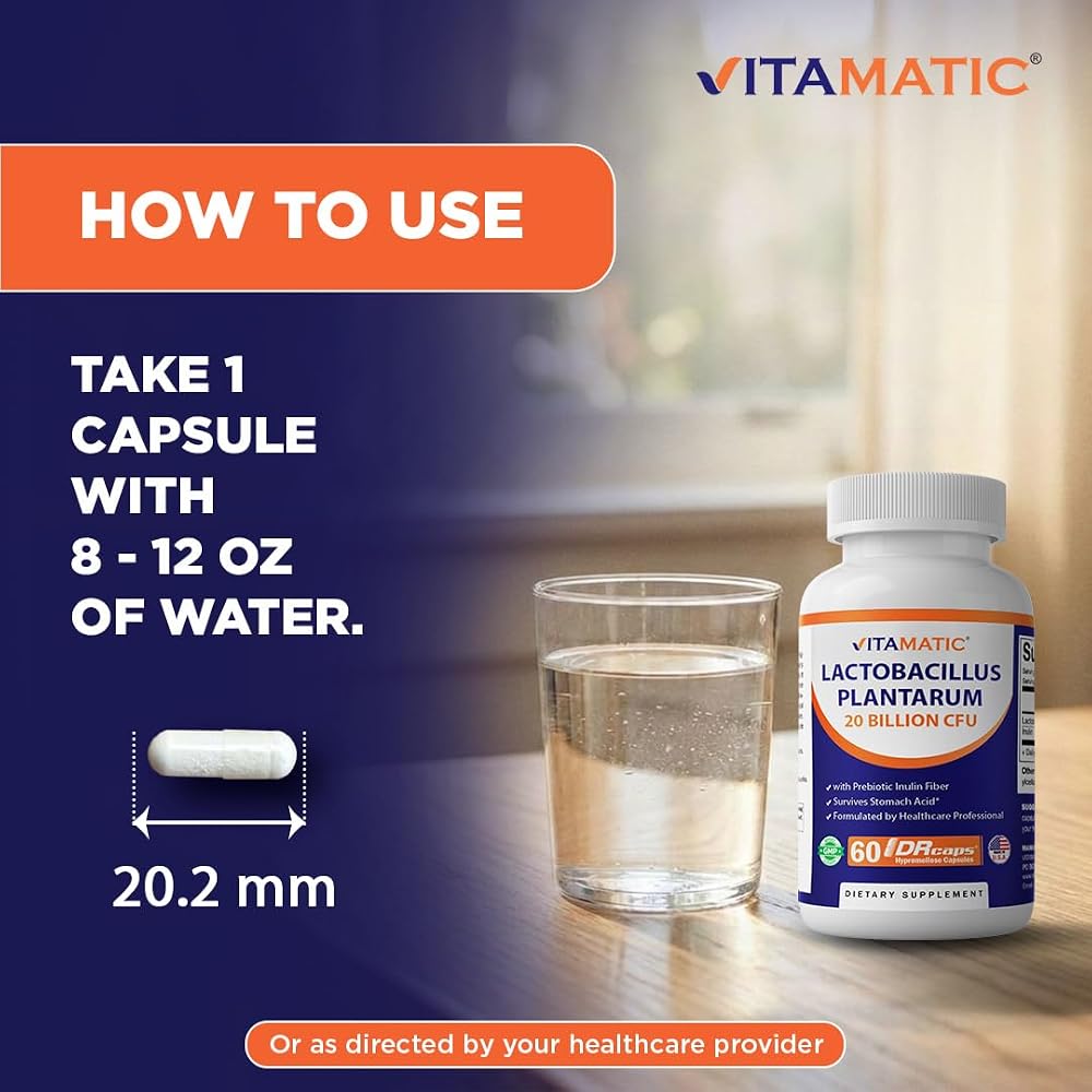 Vitamatic Lactobacillus Plantarum 20 Billion Digestive Support - 60 Capsules - image 4
